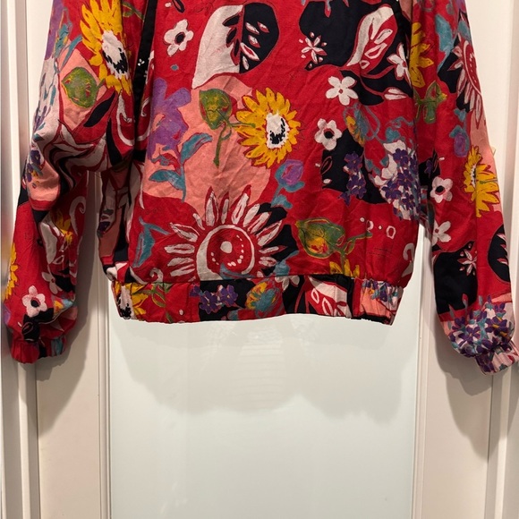 Vintage 90s Marcia Reversible Floral Bomber Jacket M – Talon Zipper Artsy Boho - Picture 5 of 17